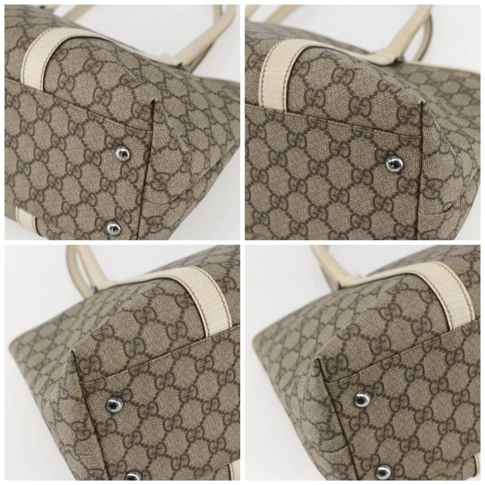 GUCCI GG Supreme Tote Bag PVC Beige Silver - Picture 14 of 16